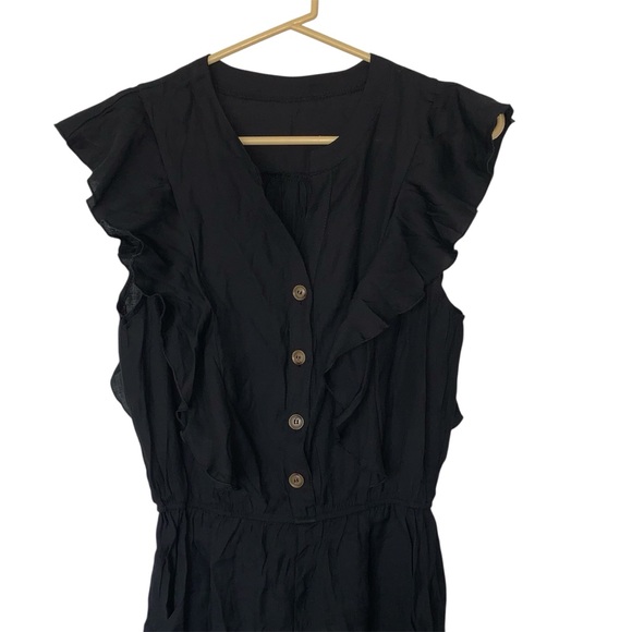 Cupshe Ruffled Button-Front Romper Black Size Small - Picture 6 of 7